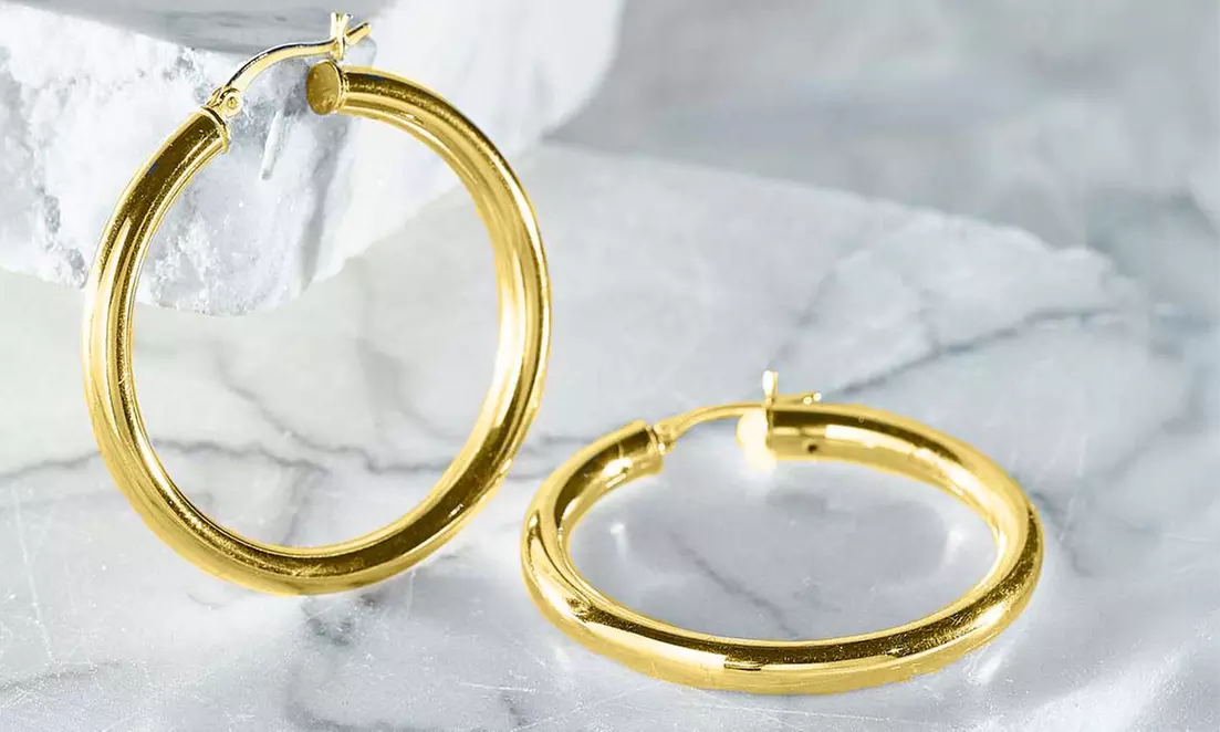 Solid sterling Silver 25mm Classic French Lock Hoops