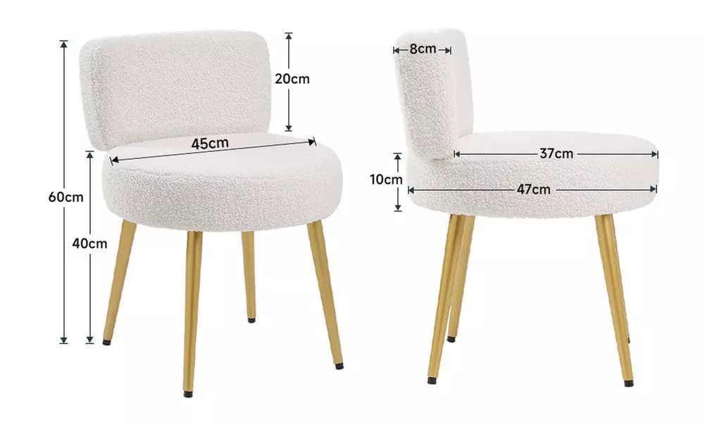 Schminktisch-Stuhl in Teddy-Optik in Creme - Second Medium