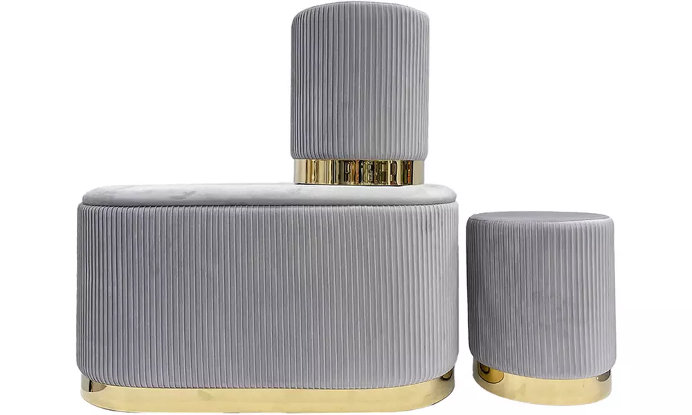 Set di 3 pouf moderni in velluto