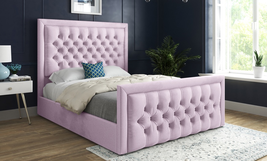 Image 13: DS Living Kingston Upholstered Soft Velvet Bed