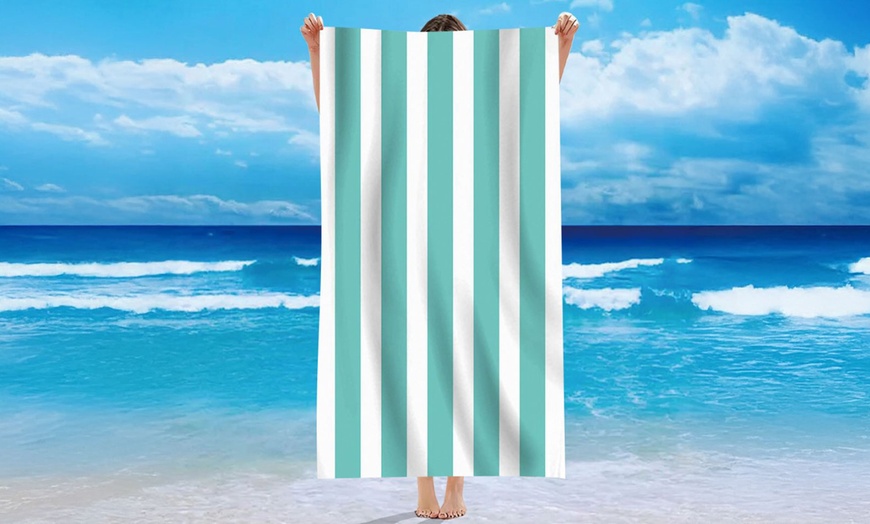 Image 4: Single Jersey Striped Summer Beach or Bath Towel