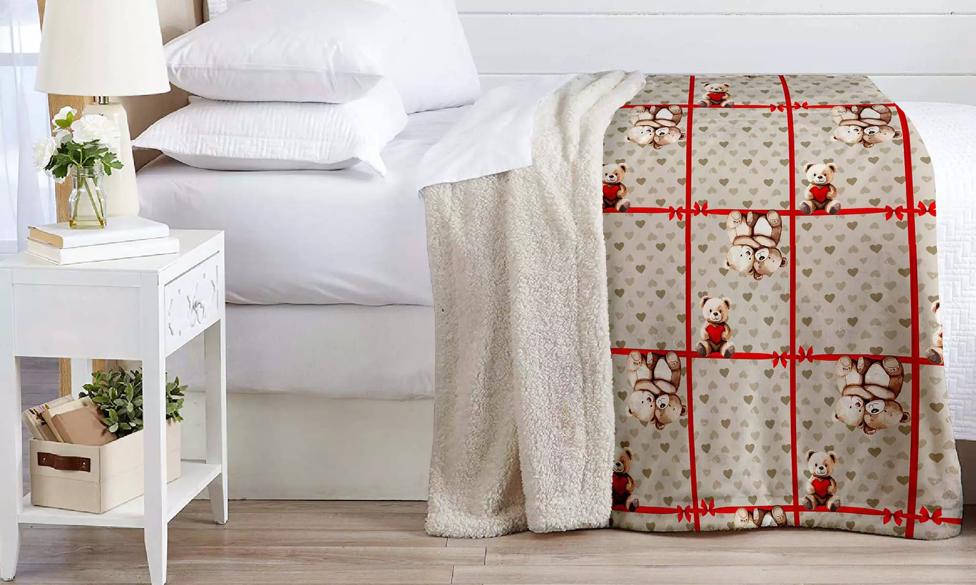 Plaid réversible sherpa et microfibre