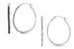 Black or White Diamond Accent Hoop Earrings. - Second Medium