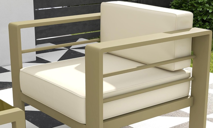 Image 11: Outsunny Aluminium Corner Sofa, Armchair and Table Garden Sofa Set