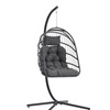 Image 2: Outdoor Cosy Rattan-Effect Hanging Egg Chair with Cushion