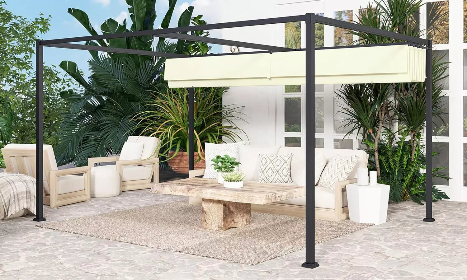 Outsunny Retractable Pergola Canopy