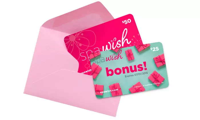 One $50 Spa or Salon eGift Card with $25 Bonus Card from SpaWish  - Primary Image