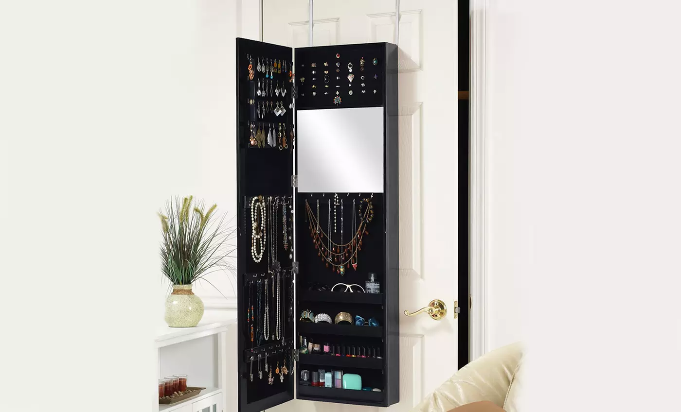 Valerie Over-the-Door Jewelry Armoire with Full-Length Mirror - Primary Image