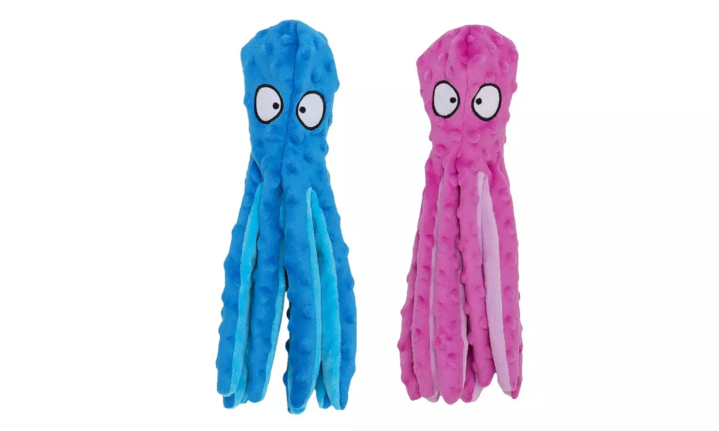 Dog Squeaky Toys Octopus No Stuffing Crinkle Plush Interactive Dog Toys