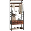 Image 8: HomCom Coat Rack with Shoe Storage Bench and Hooks