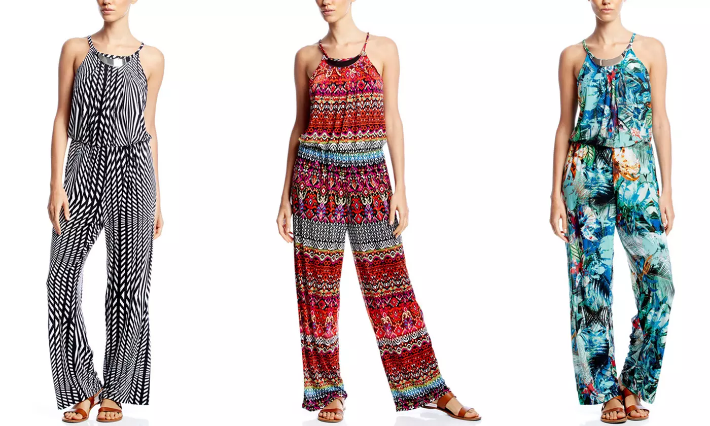 Mlle Gabrielle Women's Sleeveless Printed Jumpsuits | Brought to You by ideel - Primary Image
