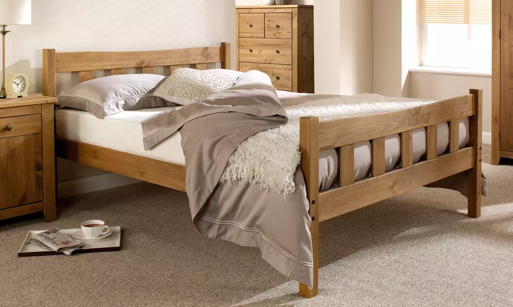 Hand Crafted Wooden Shaker-Style Bed Frame from £114.98 With Free Delivery (Up to 68% Off) - Primary Image