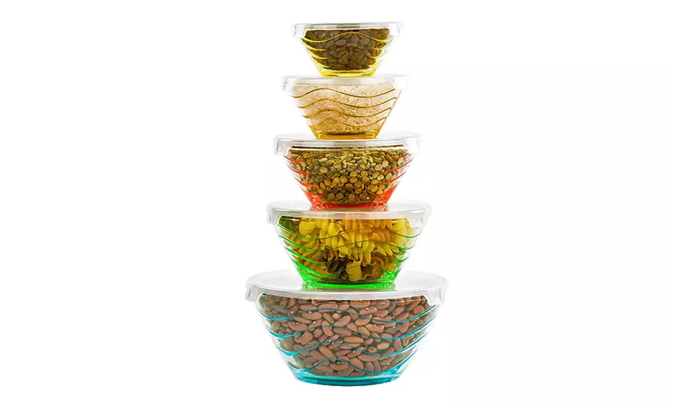 5-Piece Glass Bowl Set with Lids - Second Medium