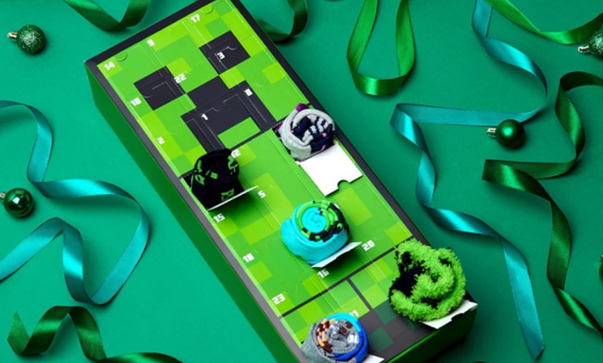 Image 3: 24-Pairs Minecraft Inspired Socks Christmas Advent Calendar