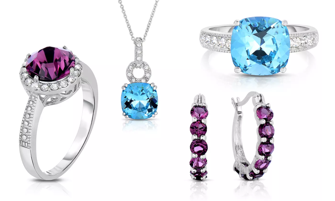 Light Blue or Deep Purple Swarovski Jewelry in Sterling Silver - Primary Image