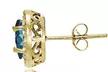 London Blue & White Topaz Oval Halo Stud Earrings in Yellow Flash 925 Silver - Second Medium