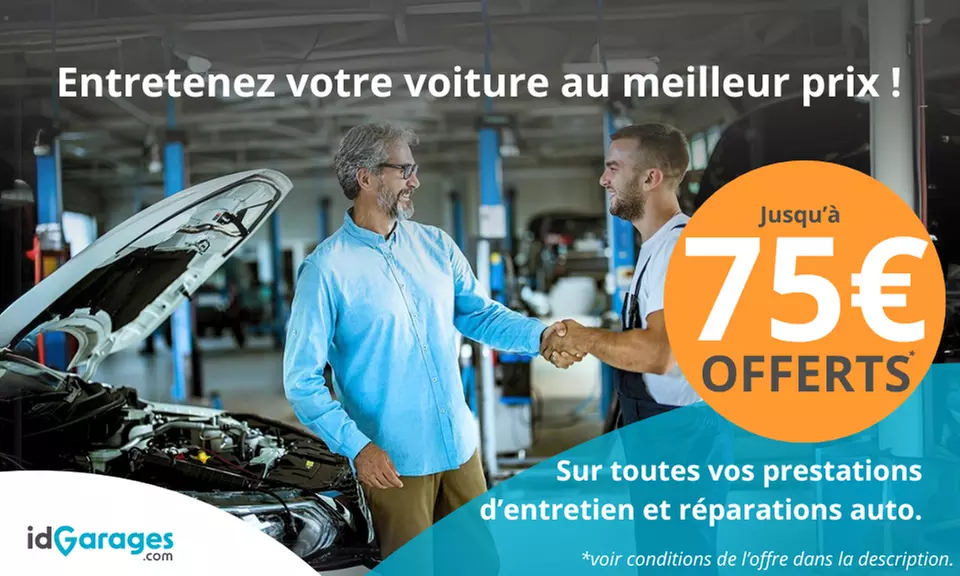 Bon d’achat d’idGarages : payez 20, 50 ou 75 € et obtenez 50, 100 ou 150 € pour votre entretien auto à prix réduit ! - Primary Image