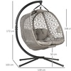 Image 11: Outsunny Outdoor Double Hanging Chair with Cushion