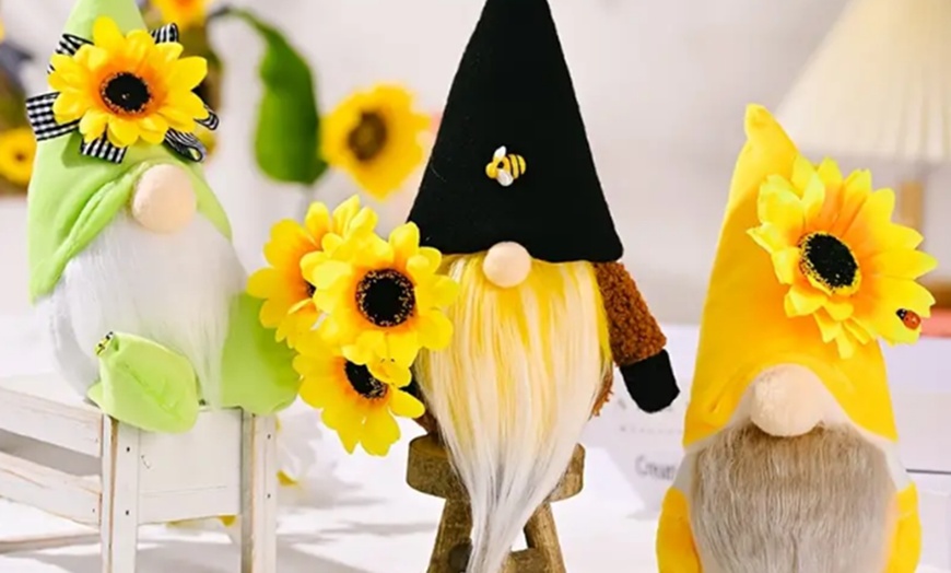 Image 4: Sunflower and Bee Faceless Gnome Decoration