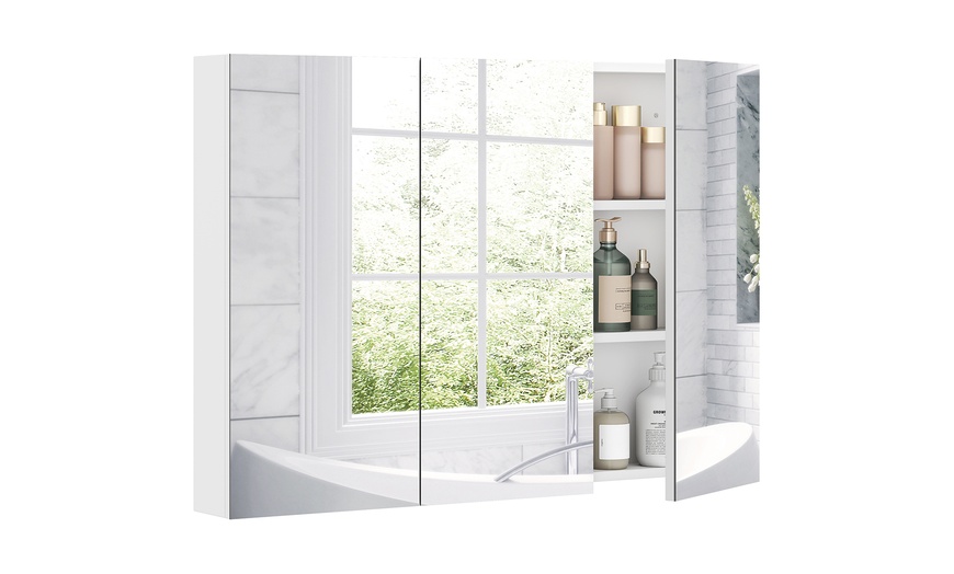 Image 3: HomCom Arched Bathroom Mirror Cabinet in Two Styles