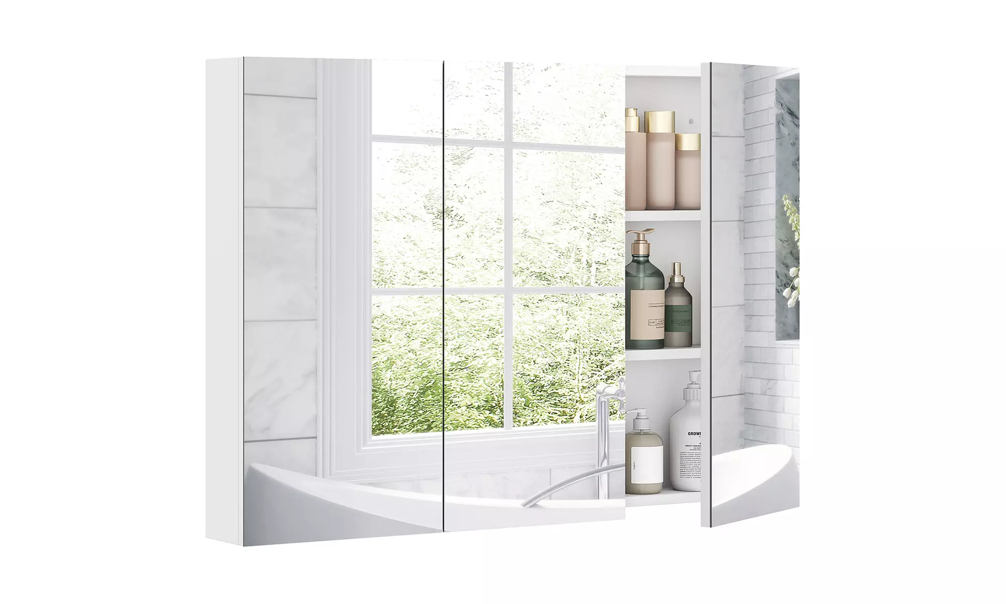 HomCom Arched Bathroom Mirror Cabinet in Two Styles