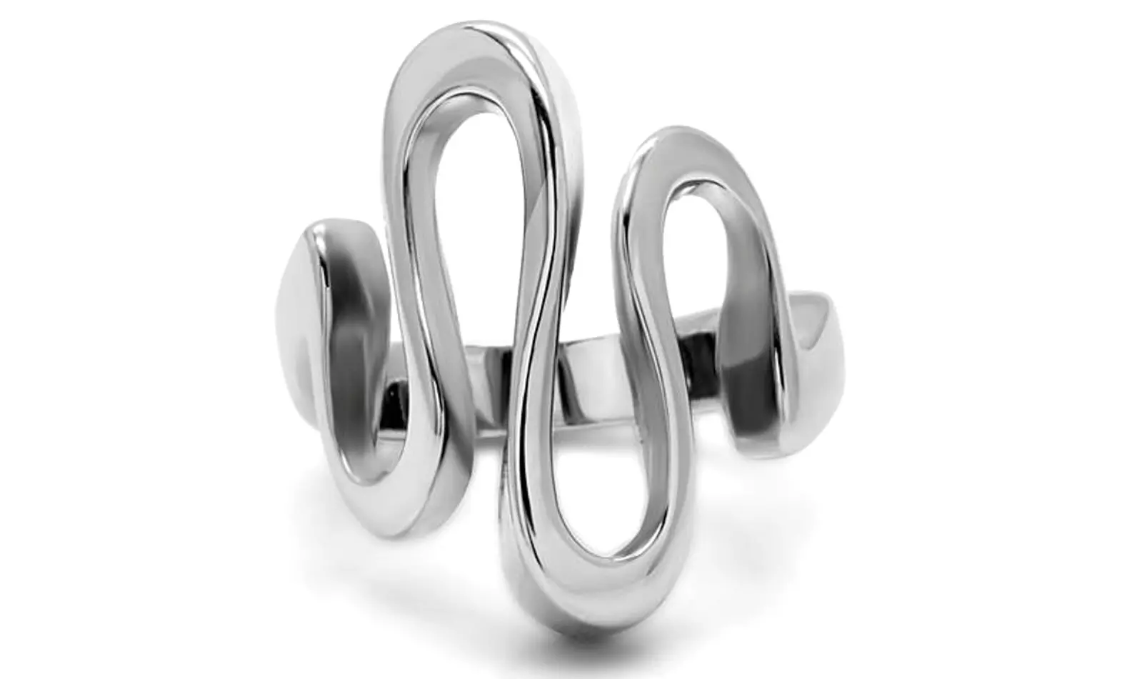 Women's High Polished Stainless Steel 316 Wave Cocktail Fashion Ring 