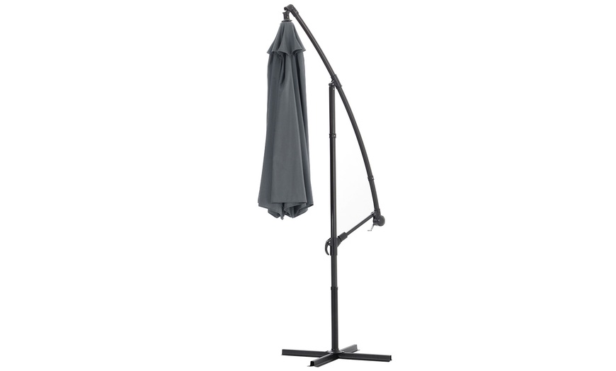 Image 5: Large 3m Grey Cantilever Parasol with Multiple Base Styles 