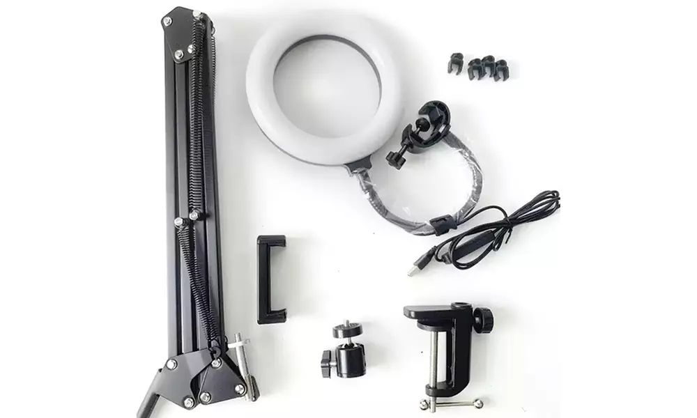 Overhead-Handyhalterung mit 6-Zoll-Ringlicht – flexibler Auslegerarm, 3 Beleuchtungsmodi, CRI 95+ - Second Medium