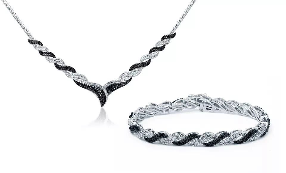 1/4 CTTW Black and White Diamond Jewelry. Necklace or Bracelet Available. Free Returns. - Primary Image