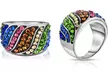 Multi Color Crystal Rainbow Rings Made With Crystals From Swarovski - Second Medium