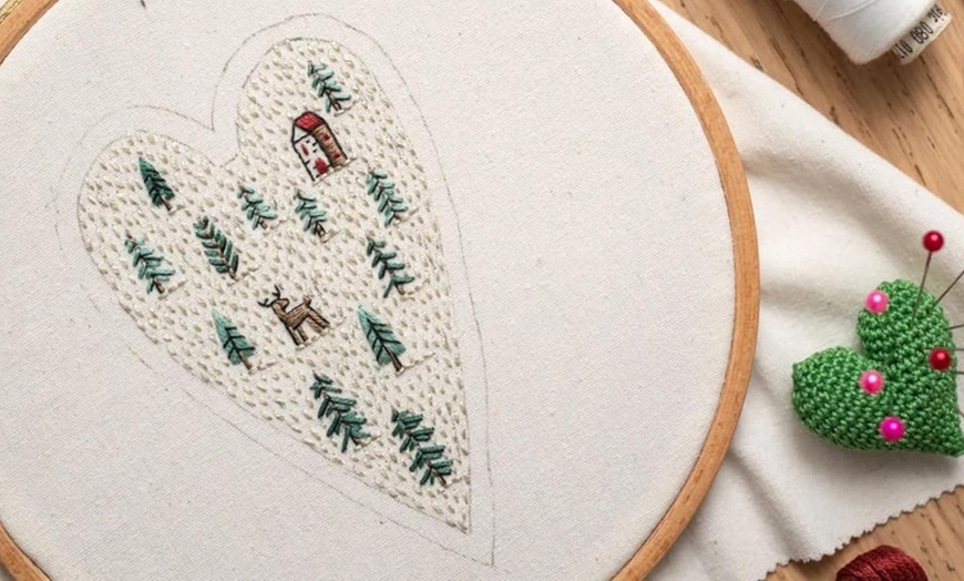 Image 6: DIY Embroidery Kit for Eight Christmas-Themed Tree Ornaments