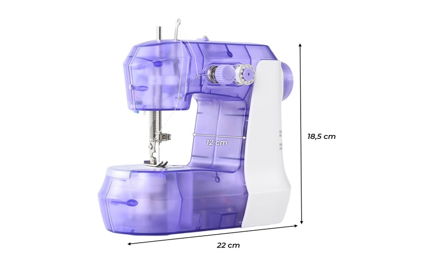 Image 2: Mini máquina de coser eléctrica compacta y portátil con pedal