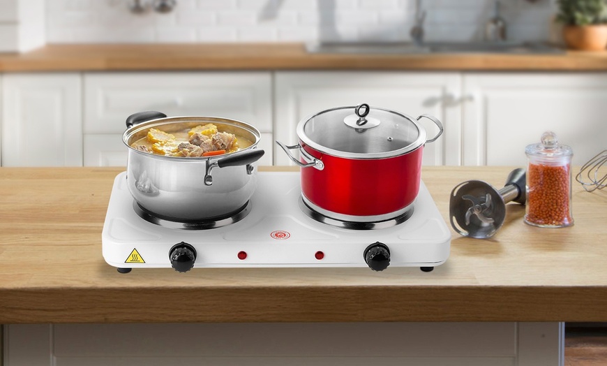 Image 2: iNova 2,000W Electric Double Hot Plate 