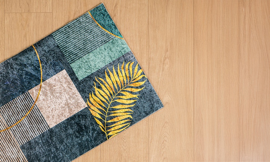 Image 21: Rutschfester Teppichläufer in Samt-Optik mit geometrischen Muster