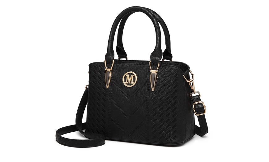 Image 3: PU Leather Texture Design Women's Handbag and Purse Set