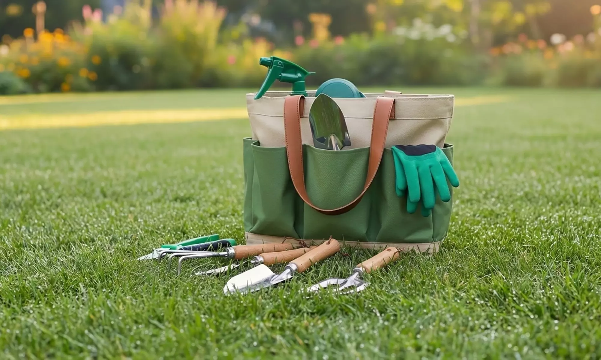 10-teiliges Gartengeräte-Set aus Edelstahl mit Aufbewahrungstasche