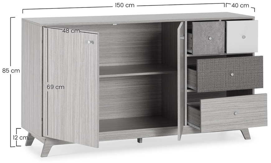 Image 7: Mobile da soggiorno Maia con 2 ante e 4 cassetti