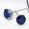 Image 1:  Paris Jewelry 14k White Gold Round Blue Sapphire Stud Earrings