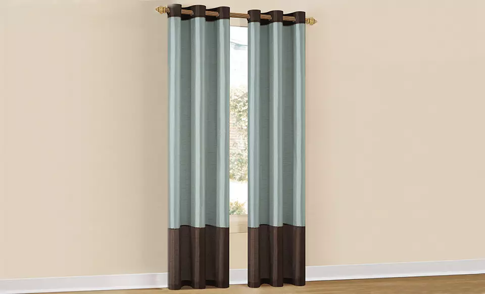 Pair of 80"x84" Two-Tone Faux-Silk Grommet Panels. Multiple Colors Available. Free Shipping and Returns. - Primary Image