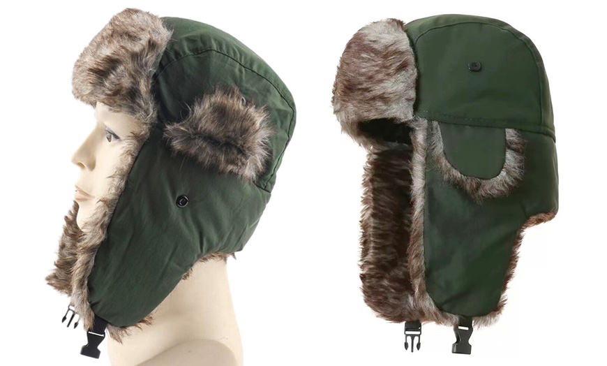 Image 3: Faux Fur Wind-Resistant Trooper Hat