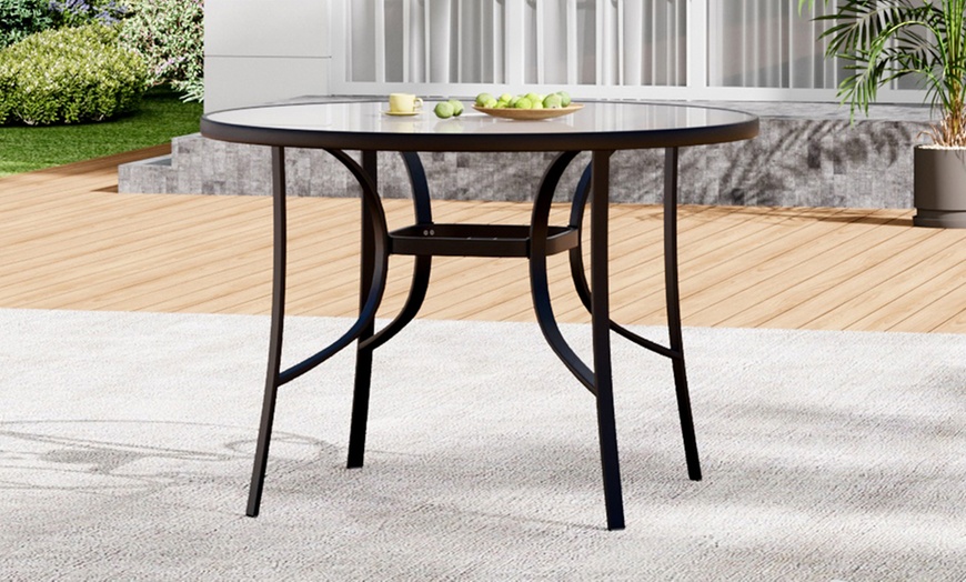 Image 5: Outdoor Rippled Tempered Glass Coffee Table with 4 Styles