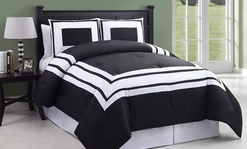 Black and White Luxury Comforter Sets. Multiple Sizes from $59.99–$84.99. Free Returns. - Primary Image