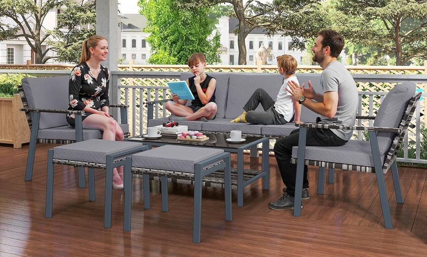 Image 2: Outsunny Six-Piece Rattan-Effect Outdoor Furniture Set