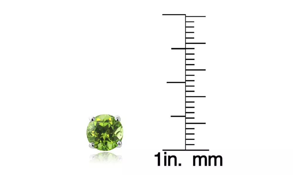 August Birthstone Peridot Stud Earrings in 925 Silver Made w/ European Crystals - Second Medium