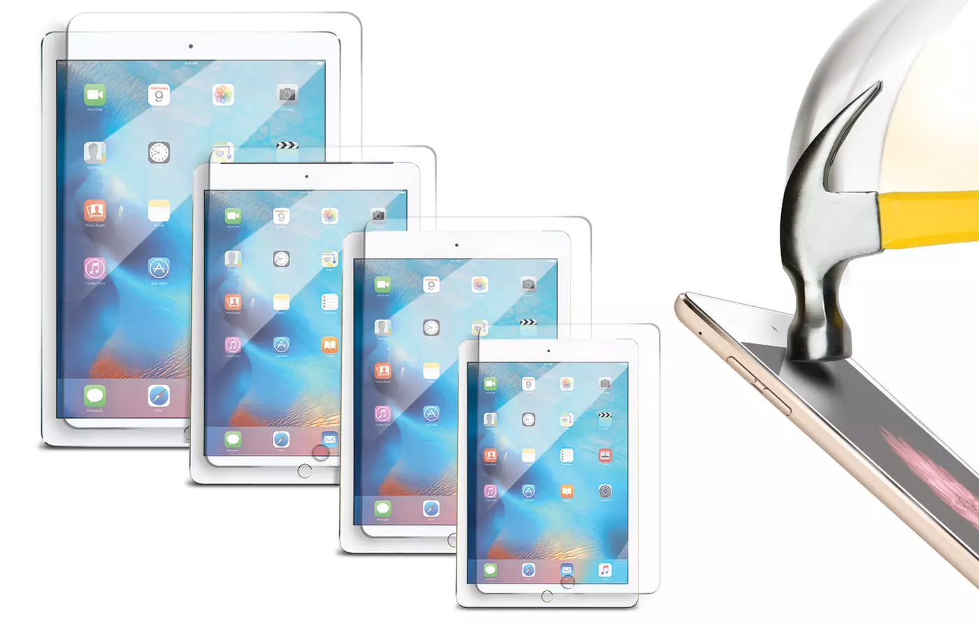 ShatterGuardz Tempered-Glass Screen Protector for iPad 1/2/3/4, Mini 1/2/3, Air 1/2, and Pro 12.9" - Primary Image