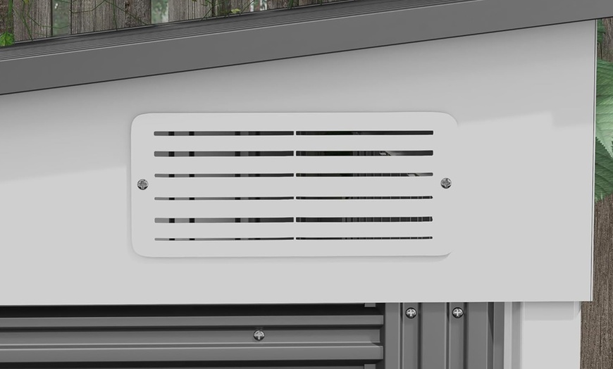 Image 10: Outsunny 7 x 5ft Galvanised Metal Garden Shed with Foundation