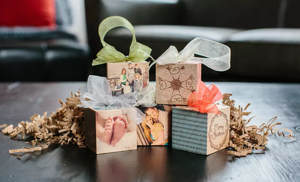 2"x2" Custom Wood Photo-Block Ornaments from PhotoBarn. Multiple Quantities Available from $12.99–$25.99. Free Shipping. - Primary Image