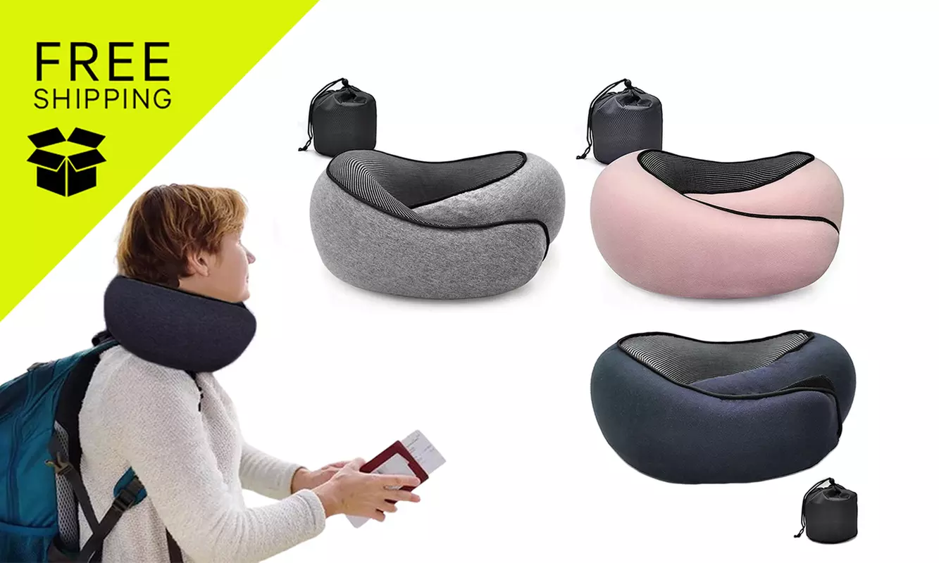 Memory Foam Travel Pillow with Storage Bag: 1Pc (Up To 65% Off) - Primary Image