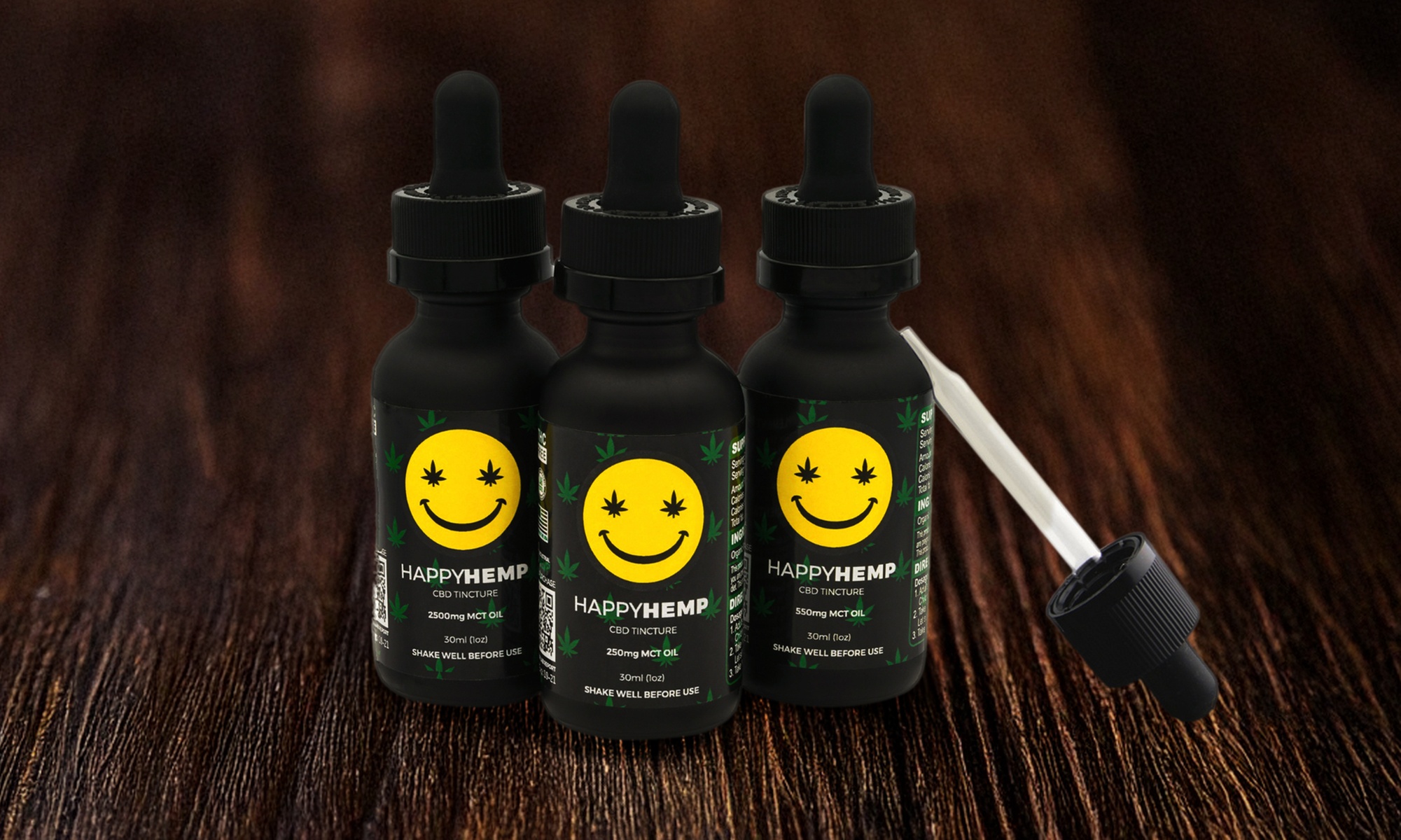 Happy Hemp CBD Oil Tinctures - MCT Oil and Hemp Oil