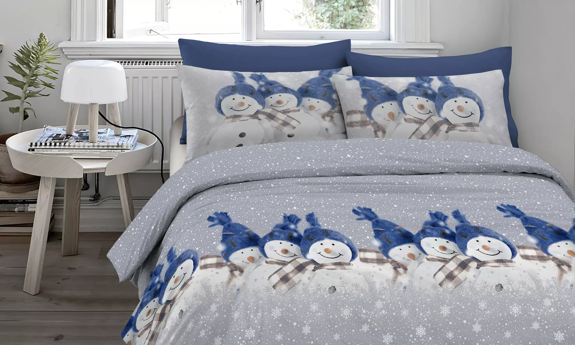 Flanell-Bettwäsche-Set mit winterlichem Motiv